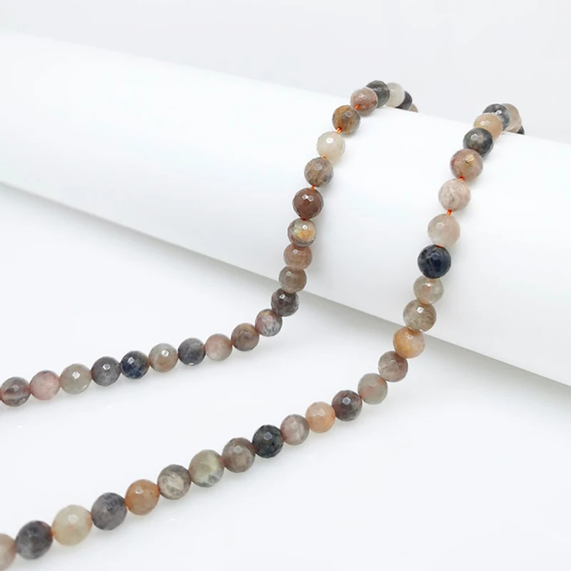 6-12mm Loose Gemstone Round Cut Black Sunstone Beaded Bracelet Necklace Jewelry Making Cure Energy Crystal String Beads Wealth