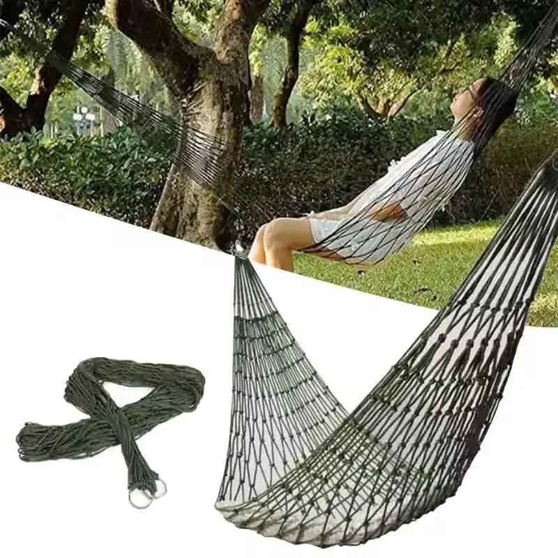 Multifunctional Nylon Hammock - Mesh Rope Hammocks For Outside - Sleeping Hammock Nylon Camping, Perfect For Outdoor Relaxation image 2