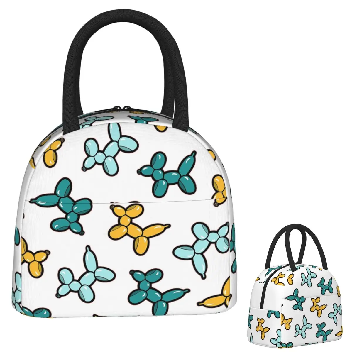 

Balloon Animal Dogs Pattern In Red Insulated Lunch Bag for Women Kids Leakproof Food Boxes Thermal Lunch Box Tote