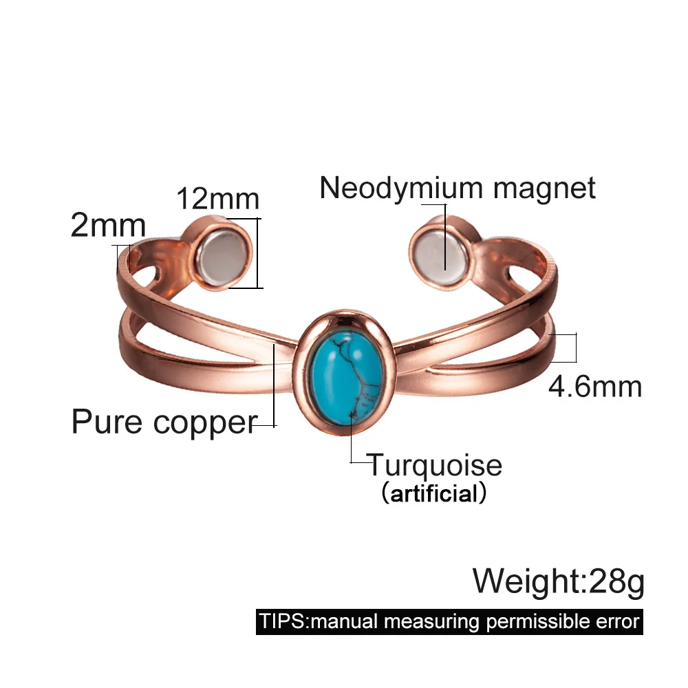 Vinterly Bransoletki z czystej miedzi Terapia magnetyczna Nieregularny mankiet z cyrkoniami Regulowane wysokie magnesy Bransoletki Biżuteria damska