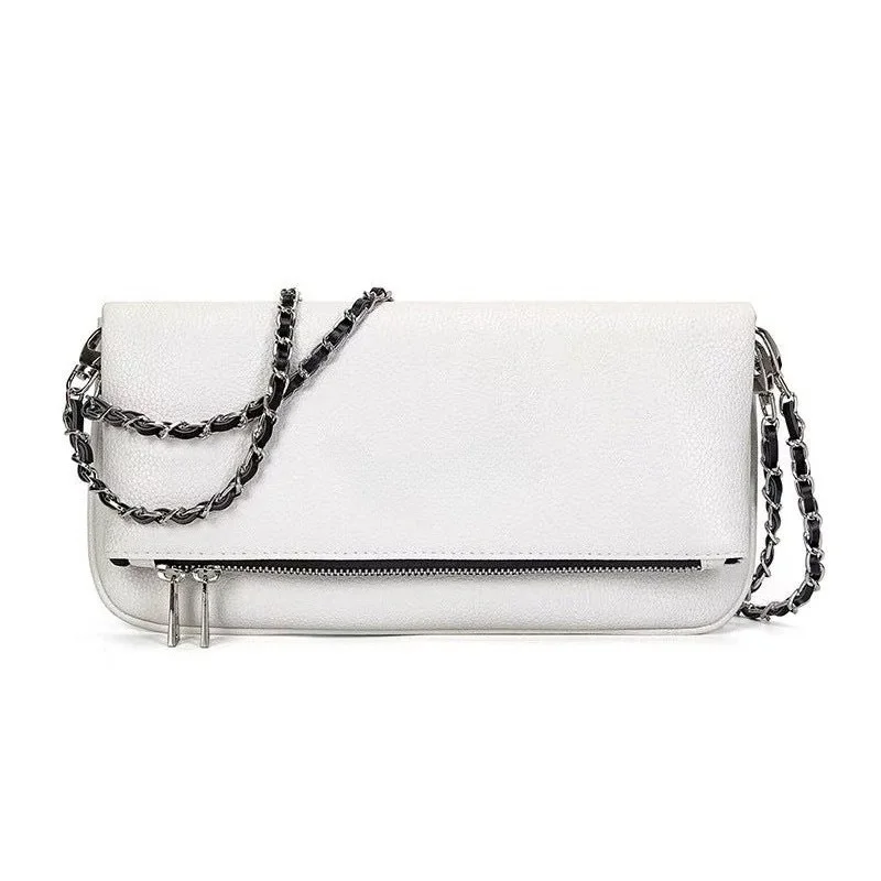 Zwarte PU Lederen Retro Schoudertas 2026 Nieuwe Modieuze Dames Enveloptas Casual Outdoor Ketting Schoudertas