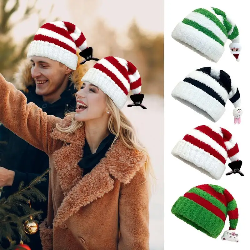 Creative Christmas Knitted Hat Cute Adult Kids Soft Beanie Santa Knitted Hat Party Kids Comfortable Knitted Santa Hat