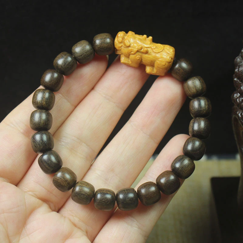 Cheng Guibao vintage-style beads 8mm Buddhist bead bracelet green lotus pod hand string simple cultural toy prayer beads gift fo