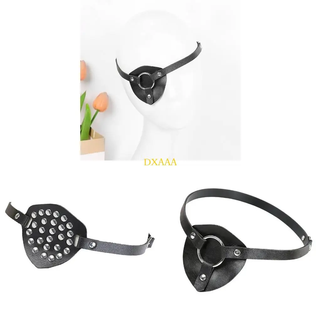 DXAA Pirate Costume Accessories Steampunk Pirate Eye Patches Gothic Leather Single Eye Patches for Halloween Cosplay Party