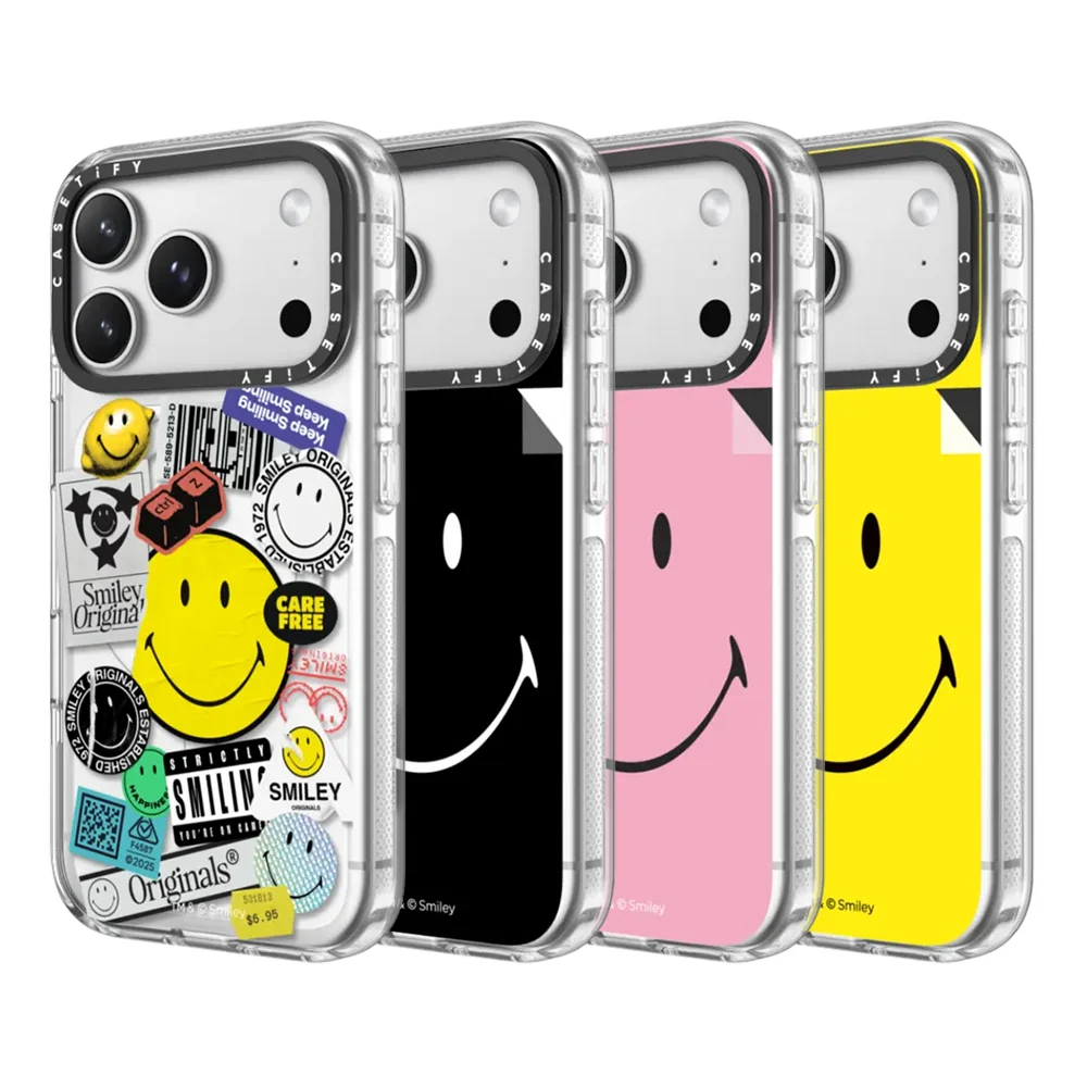 CASETiFY Smiley Series Face Text Stickers Magnetic Drop-proof Case for iPhone 13 14 15 17 16 Pro Max Air Plus Protect Cover
