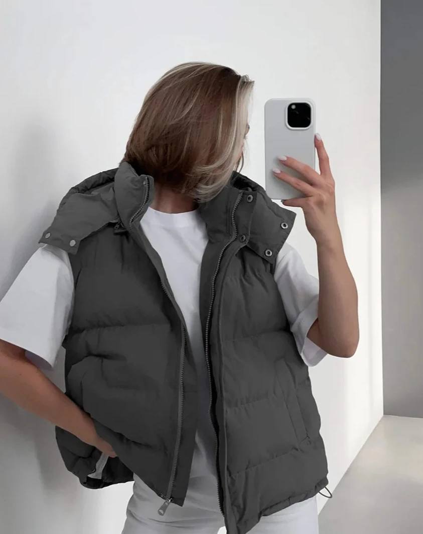 

Новый женский осенне-зимний пуховик без рукавов с капюшоном, популярная модная верхняя одежда, модные пикантные пальто для девочек, жилеты