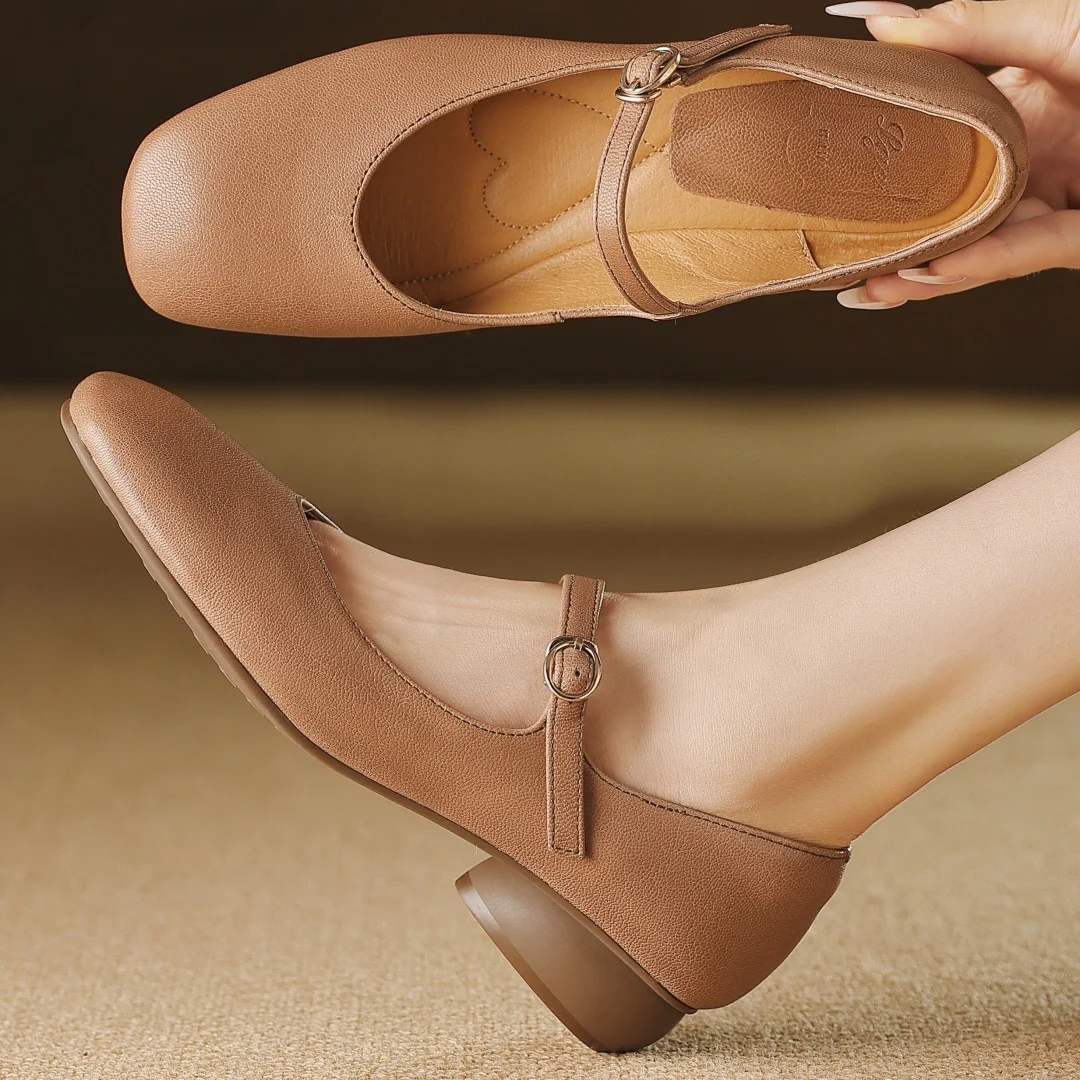 

Женские слипоны из коровьей кожи с металлической пряжкой на плоской подошве Мэри Джейн, высококачественные мягкие удобные элегантные женские тонкие повседневные модельные туфли, хит продаж