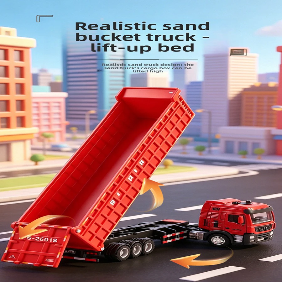1pc Child 1:24 Engineering Vehicle Diecast Toy Car Model Light Detachable Body Toy for Kid Birthday Gift Collection Decoration
