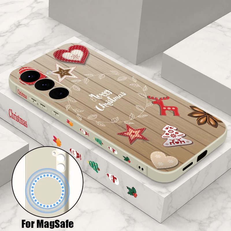 Merry Christmas Printed Lanyard Phone Case For Samsung Galaxy S26 S25 S24 S23 Ultra Plus S25 S24 S23 FE Magnetic Soft TPU Cover