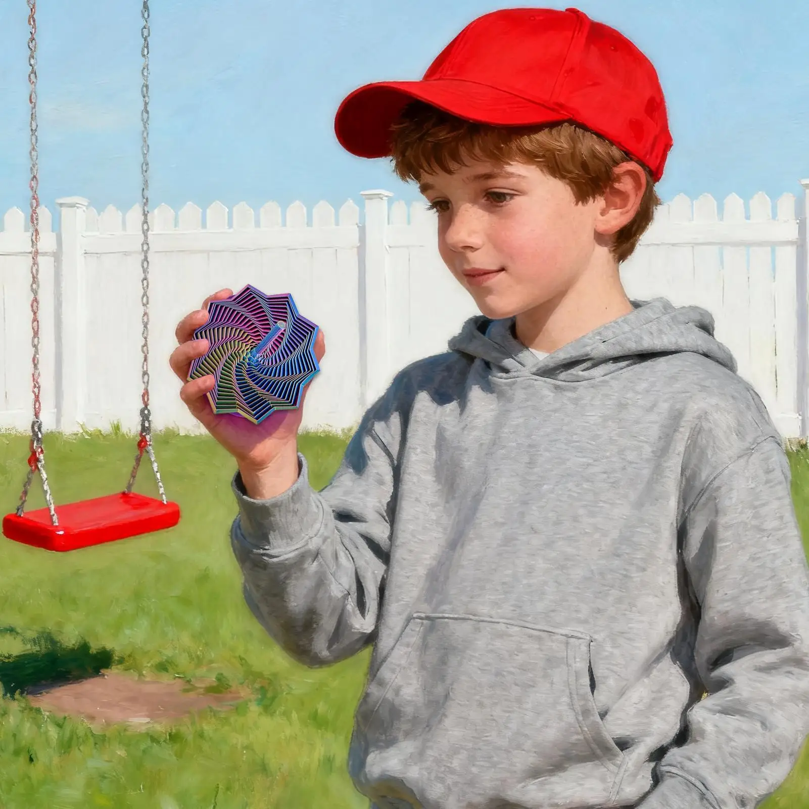 3Dプリントされた拡張感覚フィジェット六角形、握りやすいハンドル付き、ストレス解消感覚玩具のための回転スパイラルスピナー