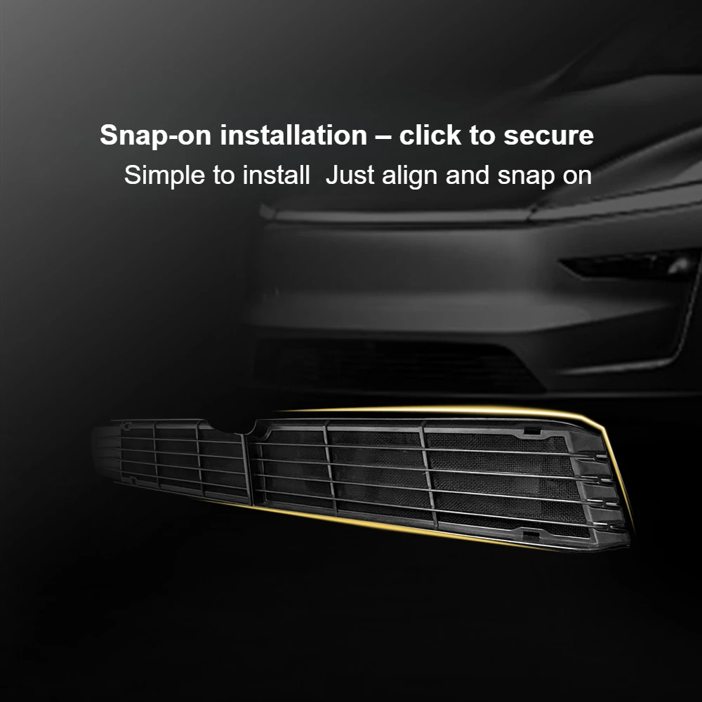 Split Insect Screen Air Intake Net for Tesla Model Y Juniper & ModelYL Front Bumper Air Inlet Patented PP Plastic Snap-on Mesh