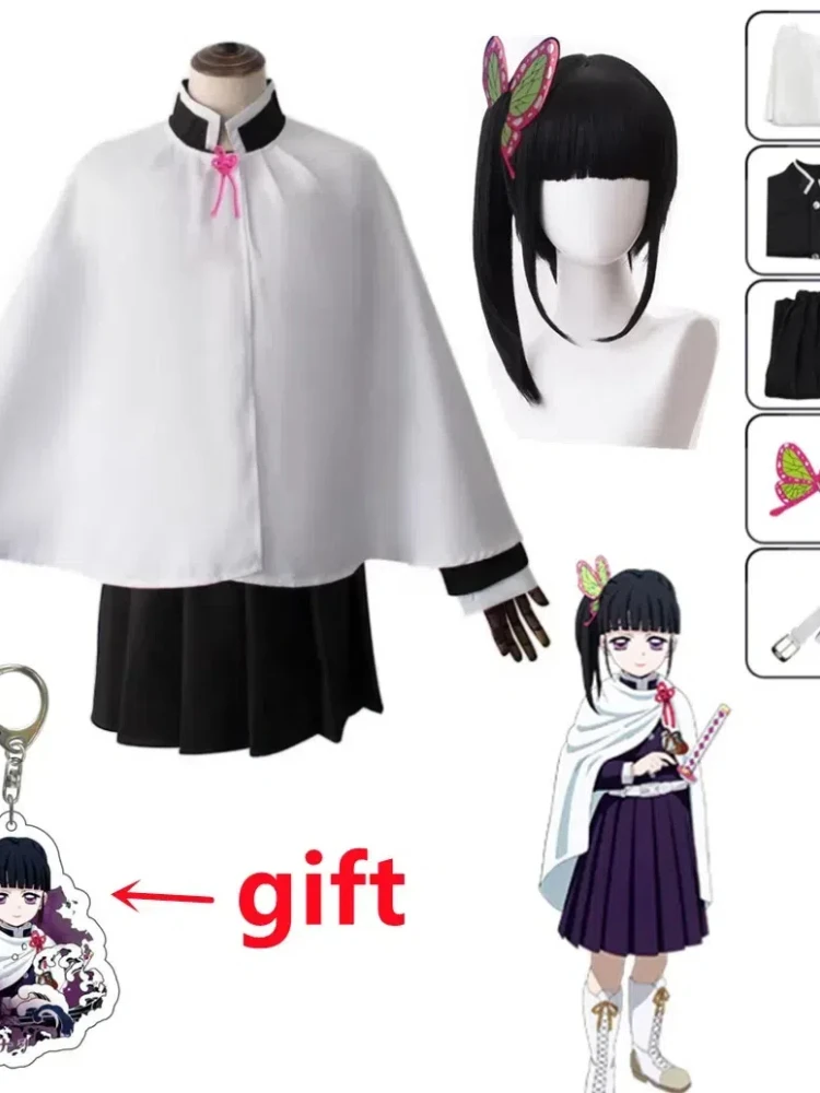 Anime Demônio Slayer Cosplay Traje, Kimetsu No Yaiba, Kanao Tsuyuri Kanawo, Quimono, Roupa de Halloween