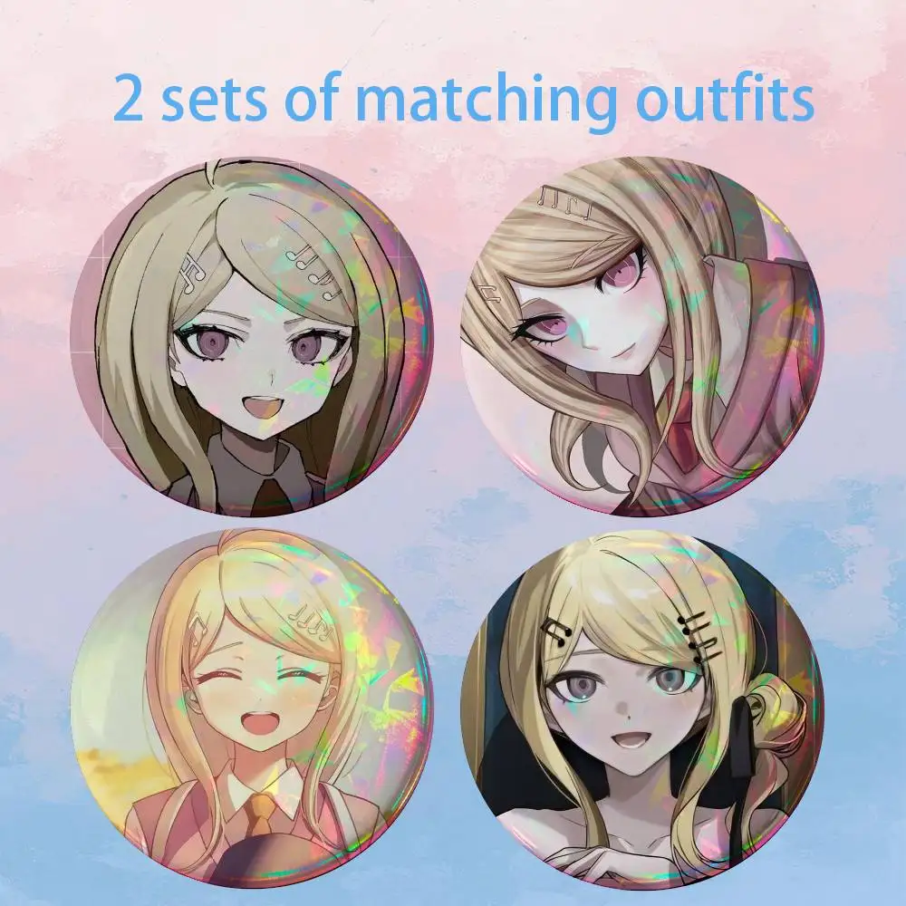 D-Danganronpa Akamatsu Kaede 2 piece set Badges On Backpack Jacket Cartoon Round Brooches Acrylic Button Pins Collection Gifts