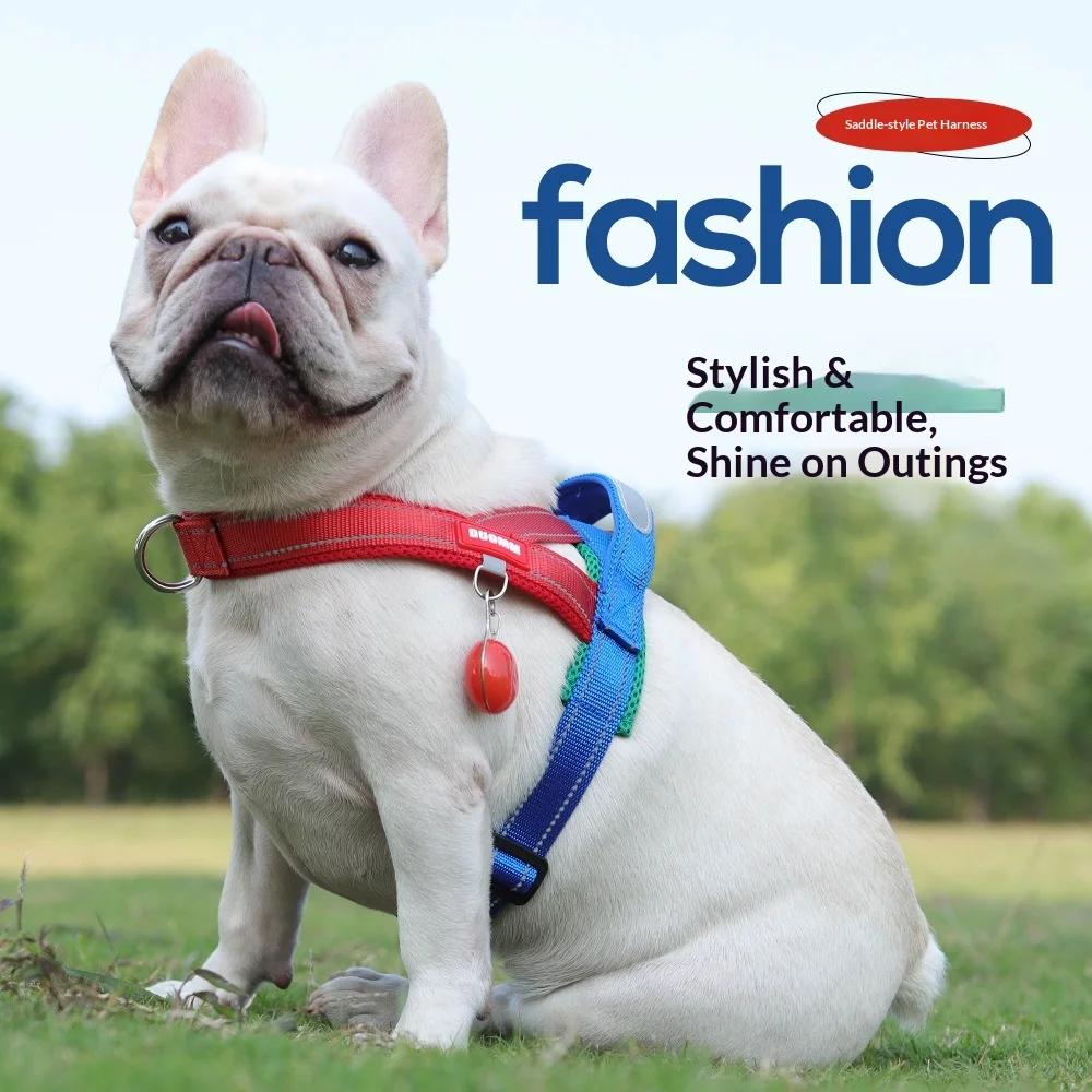 Explosion-proof Puppy Chest Harness Outdoor Dog Leash Color-Block Dog Rope Pet Saddle Chest Reflective