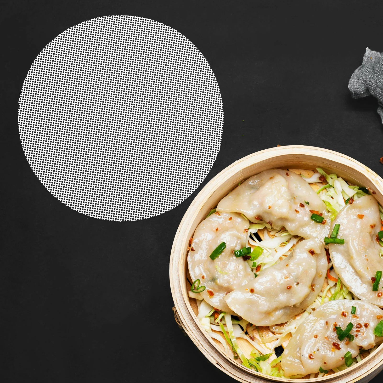 

5 Pcs Silicone Steamer Pad Large Round Non Stick Reusable Easy Clean High Temp Food Safe Mesh Dumpling Mat Steam Accessories