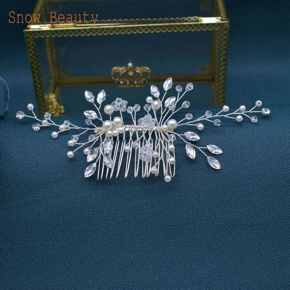 A486 Sliver Bride copricapo regalo accessori per capelli da sposa elegante cristallo sposa pettine per capelli strass fermaglio per capelli da sposa copricapo