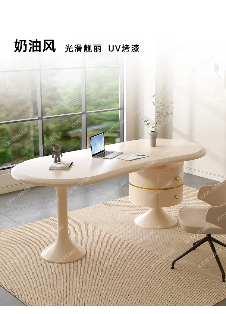 J Medieval Style Study Table Household Desk Small Apartment Italian Light Luxury Minimalist Cream Style Computer Desk