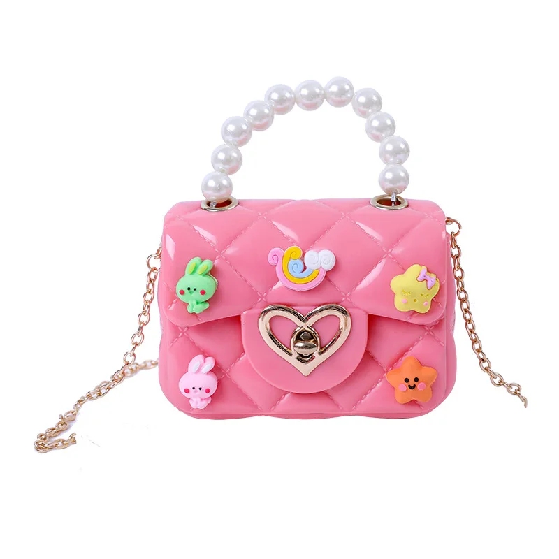 2024 Handmade Patchwork Single-Shoulder Crossbody Mini Pearl Handbag Gel Bag Fashionable Trendy Handbag