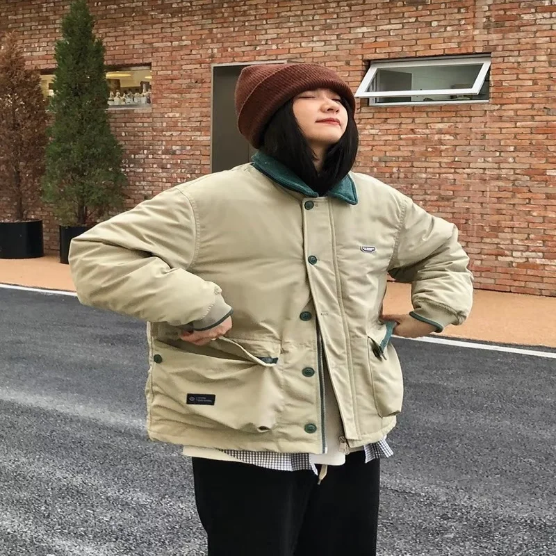 

Зимний воротник, свободная рабочая одежда, модный брендовый мужской пуховик, куртка, куртка