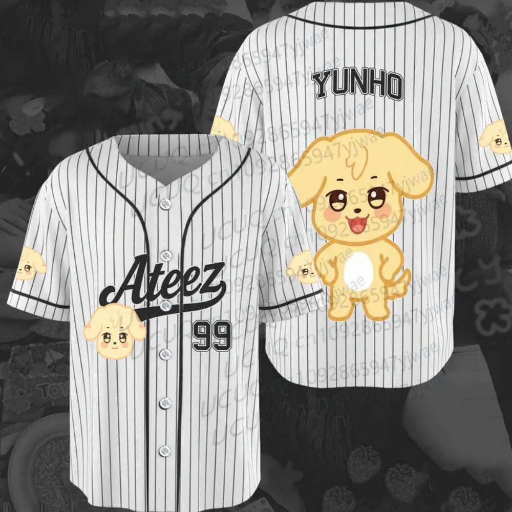 Summer Women's Men's Girl Casual Sports 3D Print Graphic T-Shirt Ateez Aniteez Characters Baseball Jersey Kpop Fans Gifts