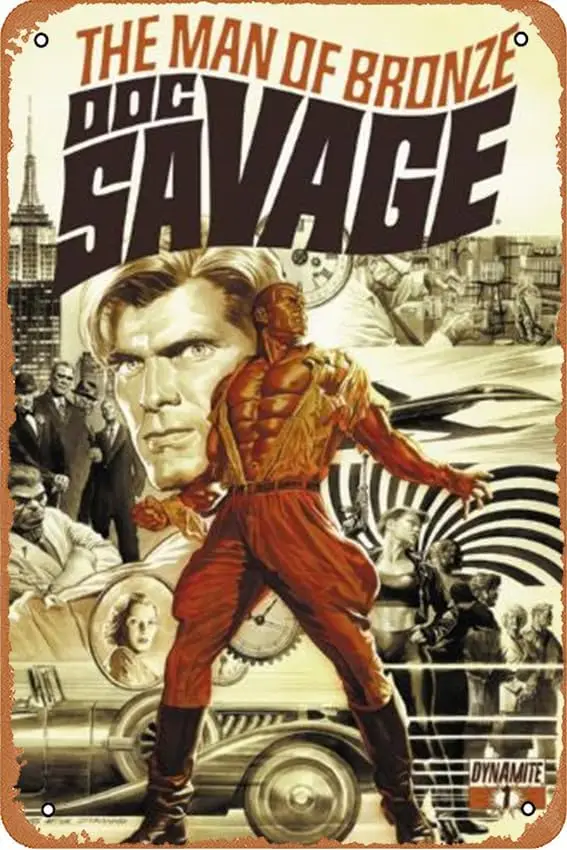 Doc Savage Tin Metal Sign | 8inch x 12inch | Decorative Wall Plaque for Room Garage Man Cave | Fun And Retro Sign sign