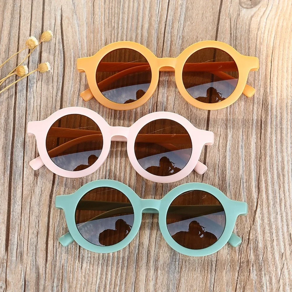 Boy Girl Cute Leopard Double Color Cartoon Bear Shape Round Sunglasses Kids Vintage Sunglasses UV400 Protection Classic