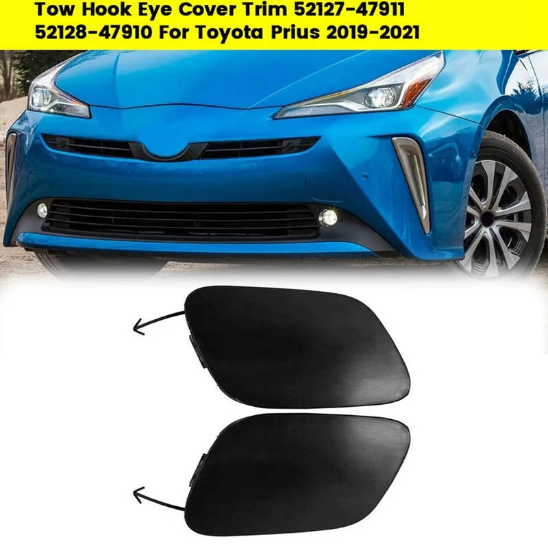 

1Pair Car Tow Hook Eye Cover Trim 52127-47911 52128-47910 For Toyota Prius 2019-2021 Left+Right Trailer Hook Eye Caps