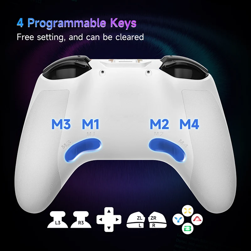 EasySMX 9124 Wireless Gamepad, Bluetooth Gaming Controller for Nintendo Switch, PC, Smart TV, Android/iOS Phone, RGB Effect