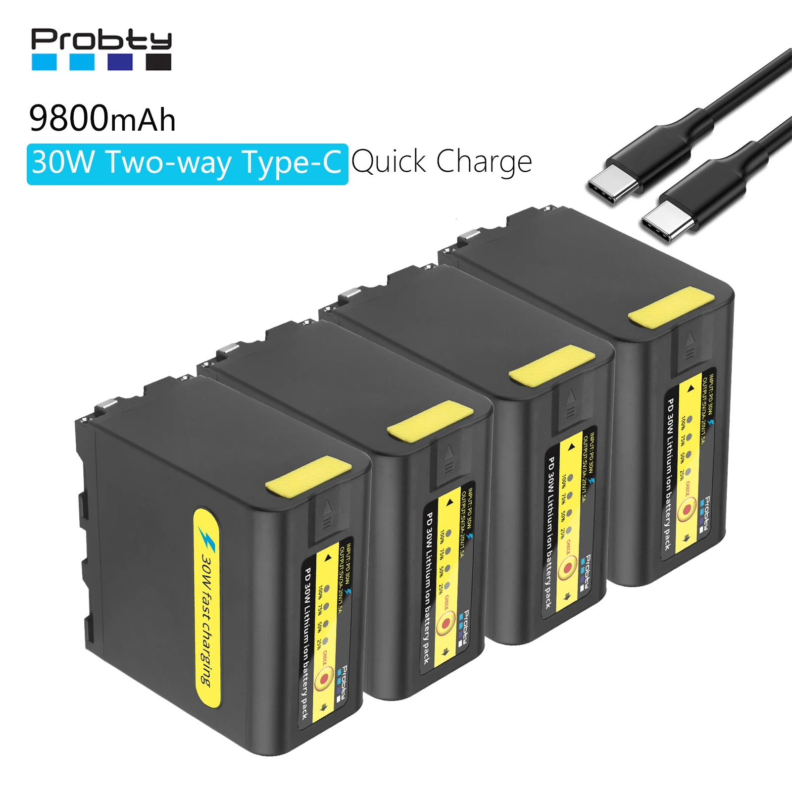 

Upgraded NP-F970 NP F970 NP-F980 Battery with 30W PD Two-way Fast Charging LED Display for Sony NP-F970 F960 F750 F550 Battery