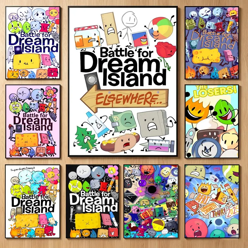 Whimsical Webanimation B-Battle For Dream Island Poster Classic Self-Adhesive PP Wall Sticker for Living Room Bar Decor Gift