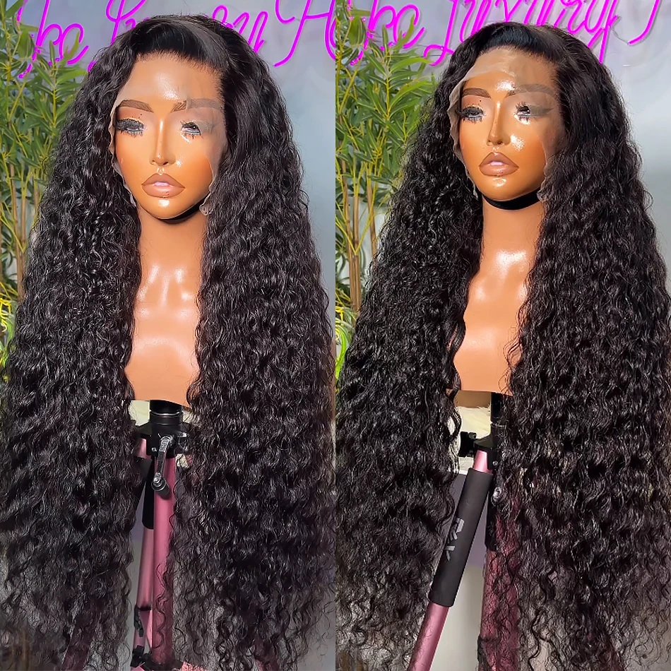 Deep Wave 40 Inche Curly 250% HD 13x6 Lace Front Human Hair Wigs 13x4 Lace Frontal Remy Hair Wig 5x5 Glueless Ready To Go