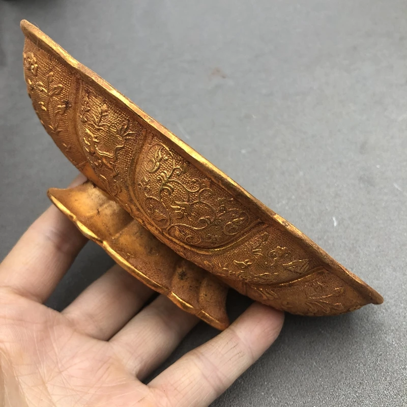 

Copper gilt plates, pen wash handmade home ornaments Treasure Tang Dynasty gilt pen wash Qing Palace pick up leaks