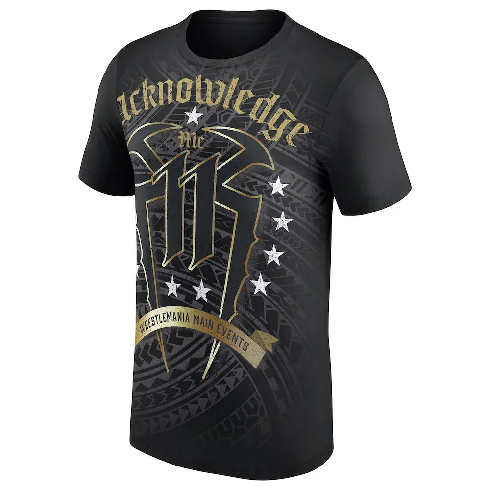 Wrestlemania 3D printed tribal-style T-shirt, men's moisture-wicking and sweat-absorbing sports T-shirt, fitness training suit