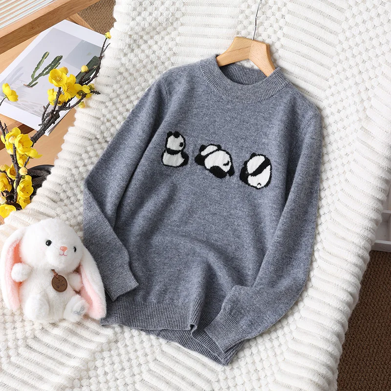 

Basic Soft Unisex Style 100% Merino Wool Sweater Autumn And Winter Pullover Long Sleeve O-Neck Children's Clothing Tops
