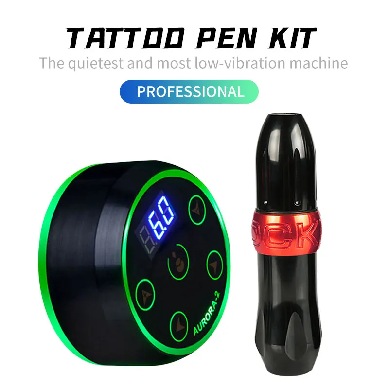 Tattoo Kit Rocket Tattoo Pen Kit Rotary Tattoo Machine RCA Jack with Aurora 2 Tattoo Power Supply For Tattoo Artist Accessories