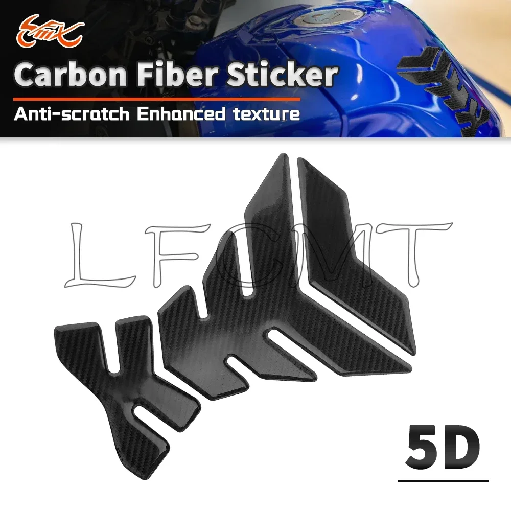 5D Carbon Fiber Pattern Universal Motorcycle Oil Gas Fuel Tank Pad Tankpad Gel Protector Sticker Fish Bone Decorative Decals