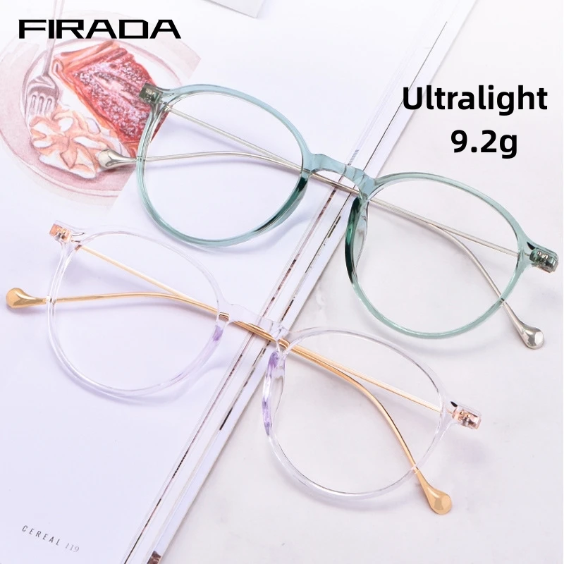 

FIRADA Fashion Transparent Eyeglasses Women's Retro Round TR90 Eyewear Myopia Optical Prescription Glasses Frame For Men 1001TR