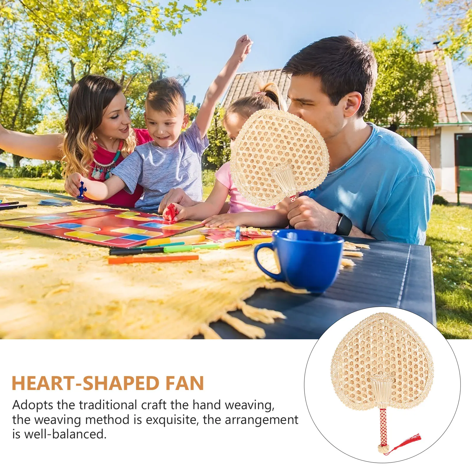 

1pc Heart Shaped Wheat Straw Hand Woven -Friendly Wall Hanging Decorative Creative Summer Party Beach Photo Prop Home