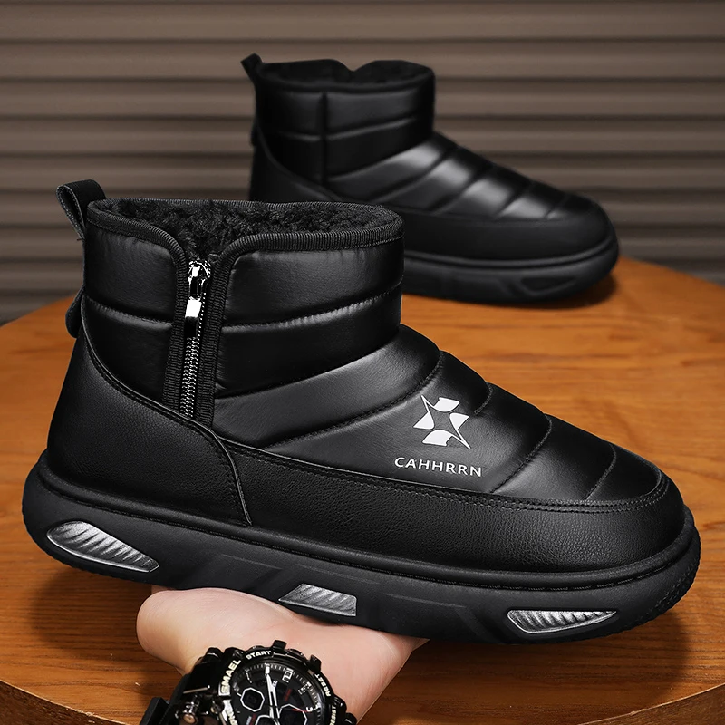 

Winter snow boots, cotton-padded and fleece-lined warm boots, thickened men's shoes, trendy high-top outdoor shoes M710