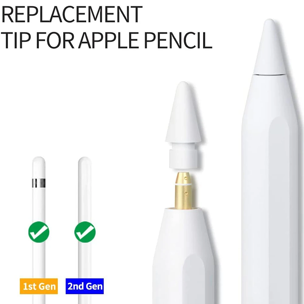 Pencil Tips for Apple Pencil 1st / 2nd Generation iPencil Sensitivity Nibs Compatible for iPad Pro Apple Pencil 1/2 Spare Nib