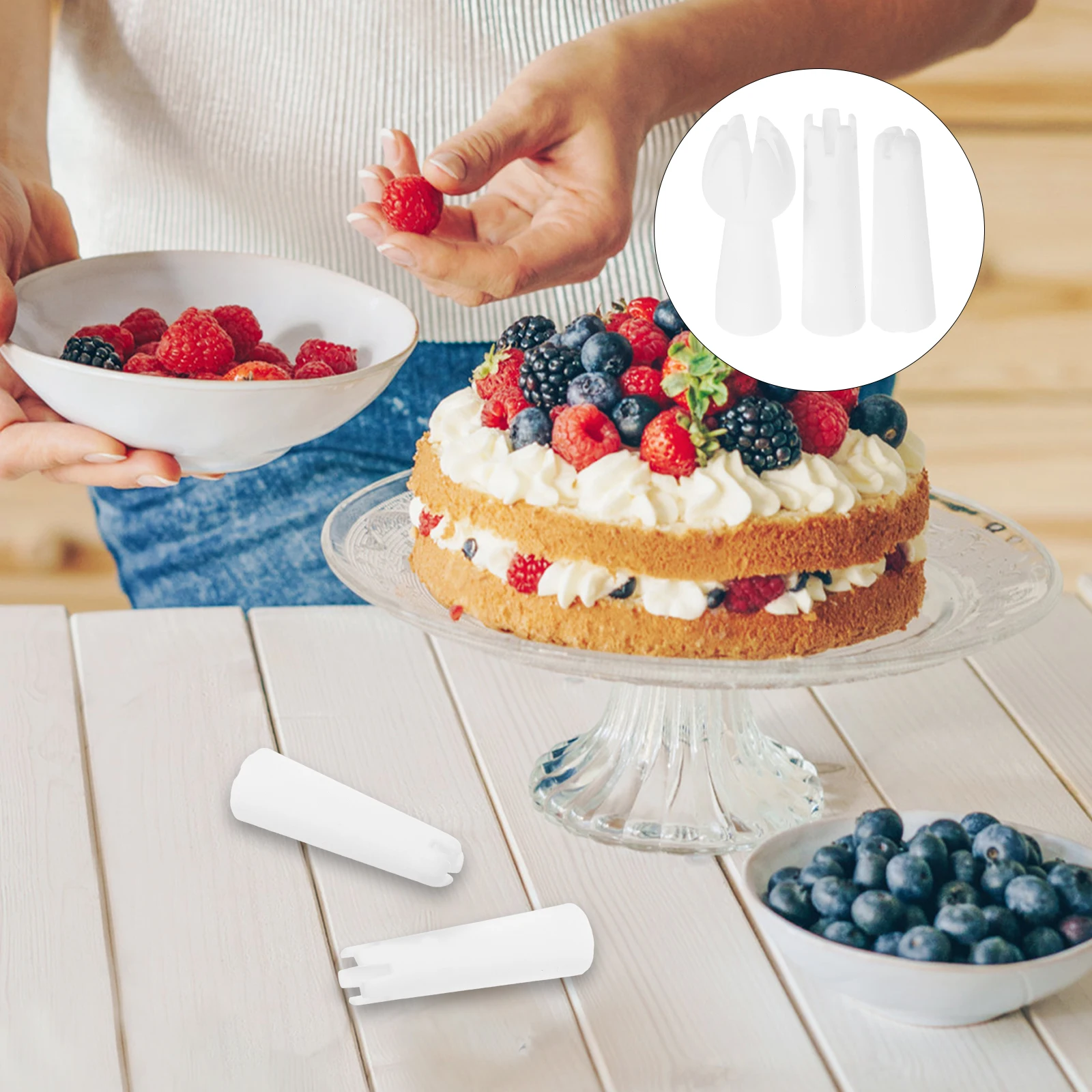 

3pcs Precision Piping Nozzles Reusable Pp Material Cake Decorating Tips For Buttercream Frosting Cream Dispenser Interchangeable