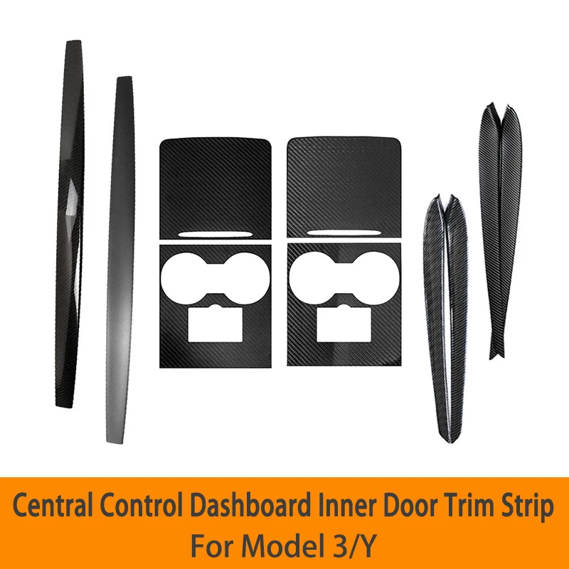 

Real Carbon Fiber Car Dashboard Door Trims Patch Cover Central Control Interior Trim Decoration Sticker For Tesla Model 3 / Y