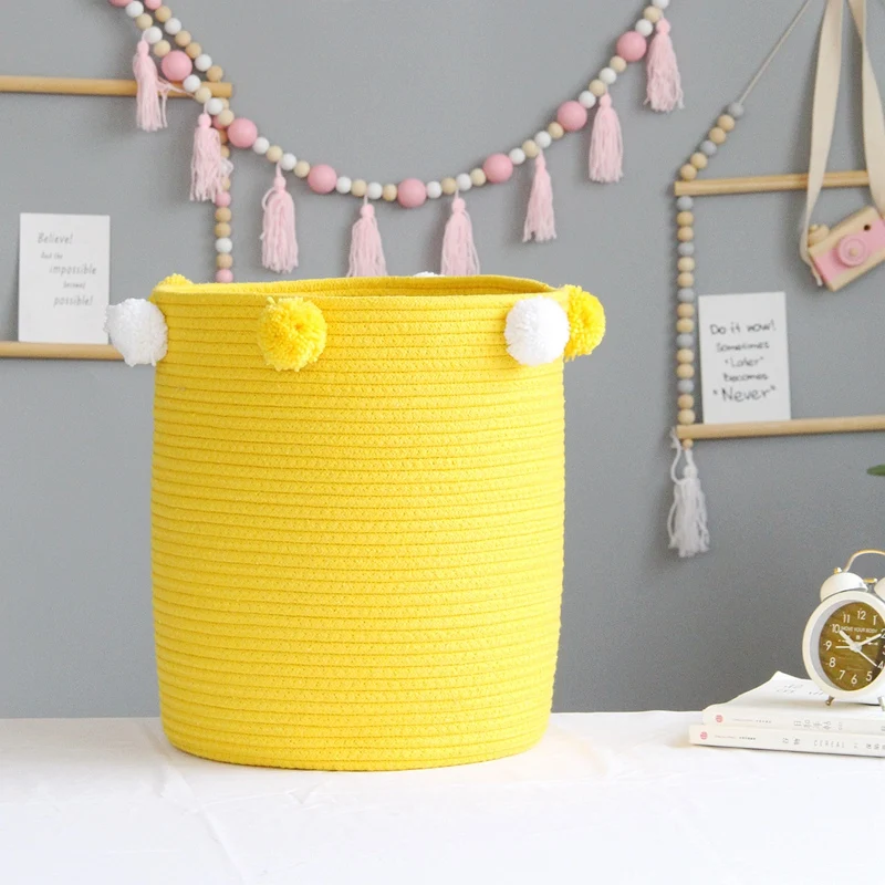 

1Pcs Multi Purpose Laundry Basket Hand Woven For Sundries Storage Box Cotton Rope Laundry Basket Foldable