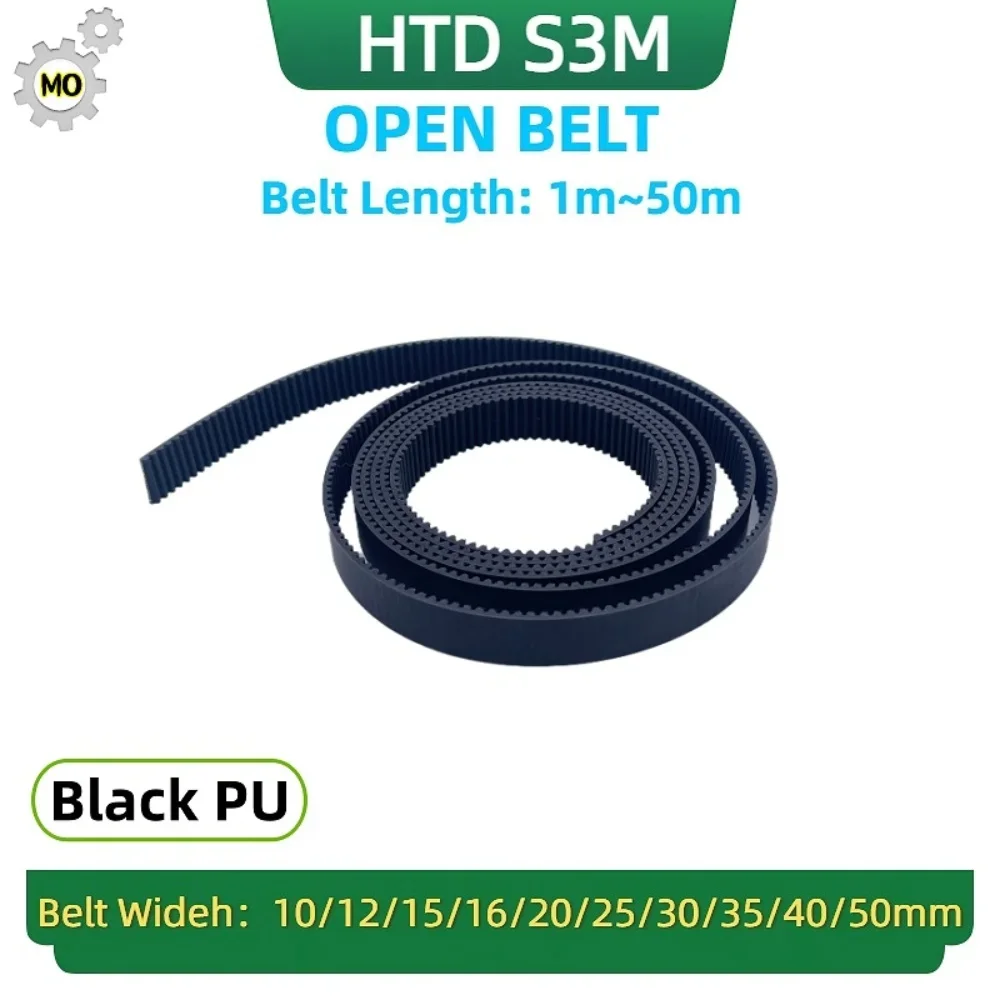 HTD S3M Open Belt Belt Width 10 12 15 16 20 25 30 35 40 50mm HTD S3M Synchronous Open Belt S3M PU Polyurethane Steel Core Belt