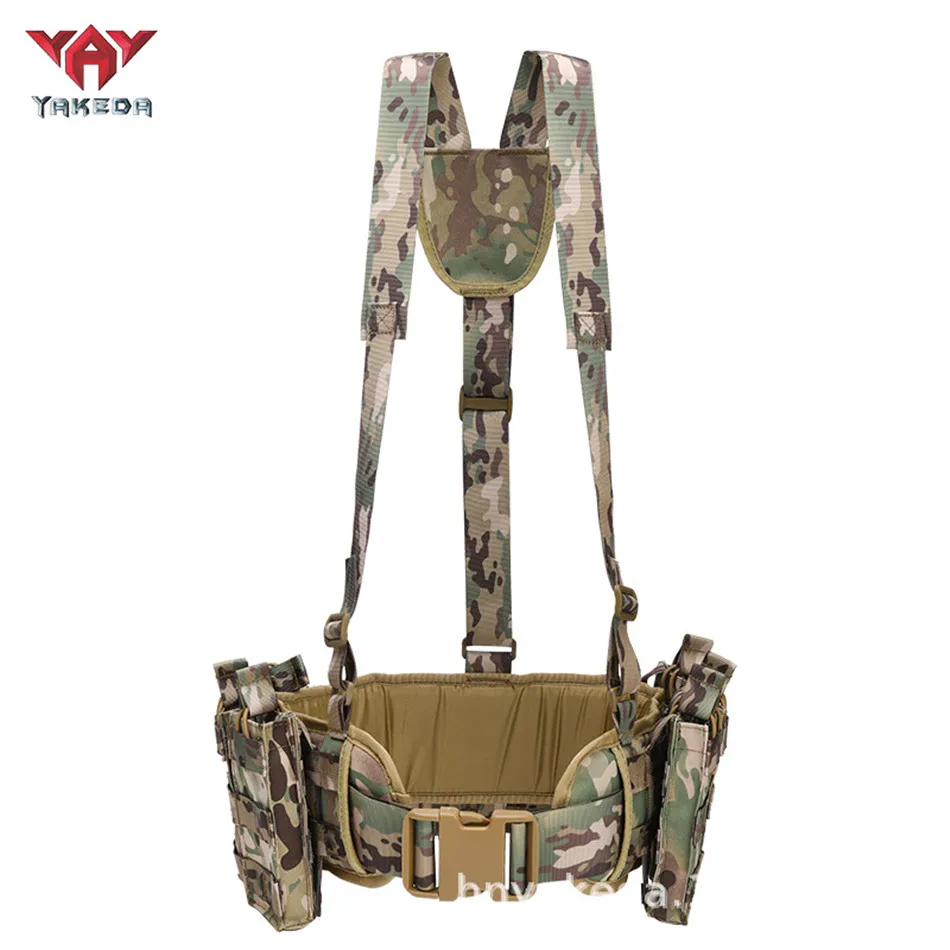 YAKEDA Tactical Vest Molle Belt Hanging Bag 600D Polyester Y-Shaped Adjustable Ultralight Military Combat Waist Accessory Bag