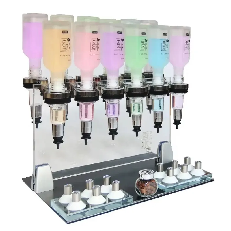 2025 New Design Cheap 12 Heads Perfume Bar Acrylic Display Stand Set 12 Bottles Perfume Dispenser Filling Machine Perfume Bar