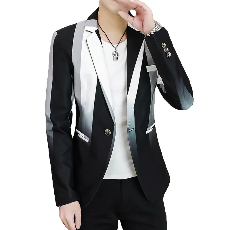 Blazer Men\'s Fashion Business Gentleman Slim-fit Stripes British Style Outdoor Performance Trend Wedding Banquet Casual Blazer