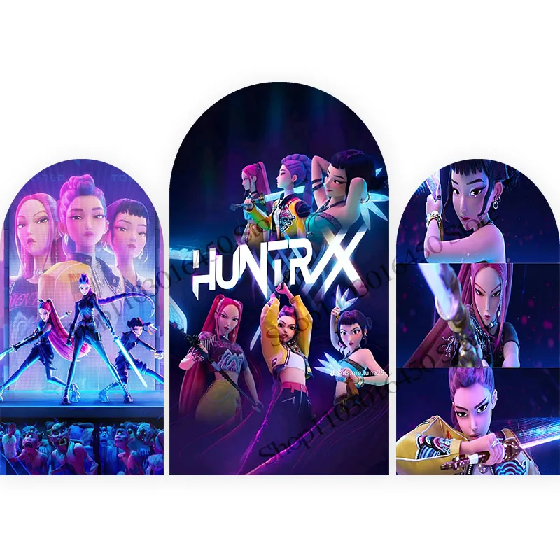 

Demon Hunter Arch Double-Sided Photography Background Kpop Theme Polyester Boys Birthday Party Studio Props Decor