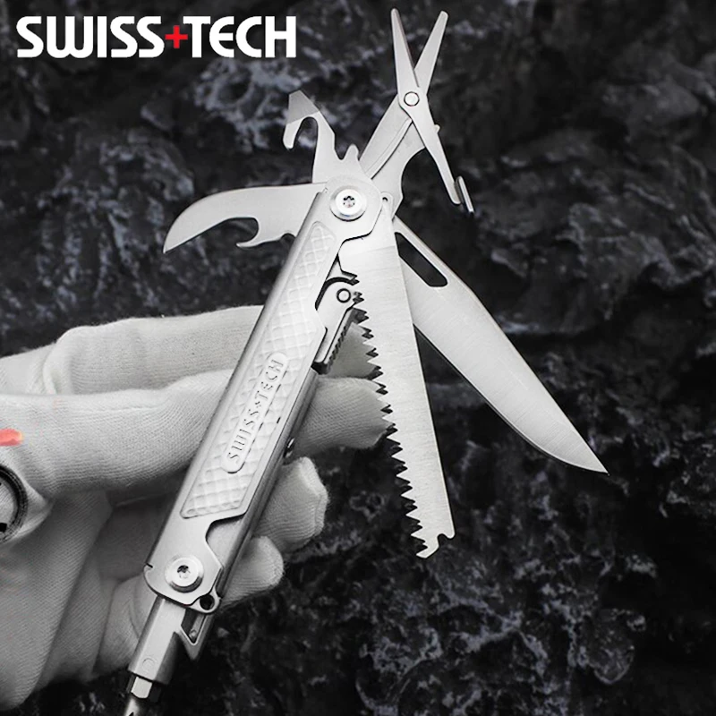 swiss tech mini faca dobravel multitool 11 em edc tatico camping ferramentas de sobrevivencia canivete ao ar livre tesoura chave de fenda 01