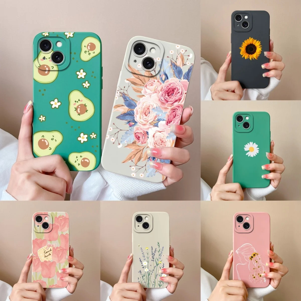 Cases For Apple iPhone 15 15 Plus 15 Pro 15 Pro Max Flower Liquid Silicone Protective For iPhone15 15plus 15 pro 15Pro Max Coque